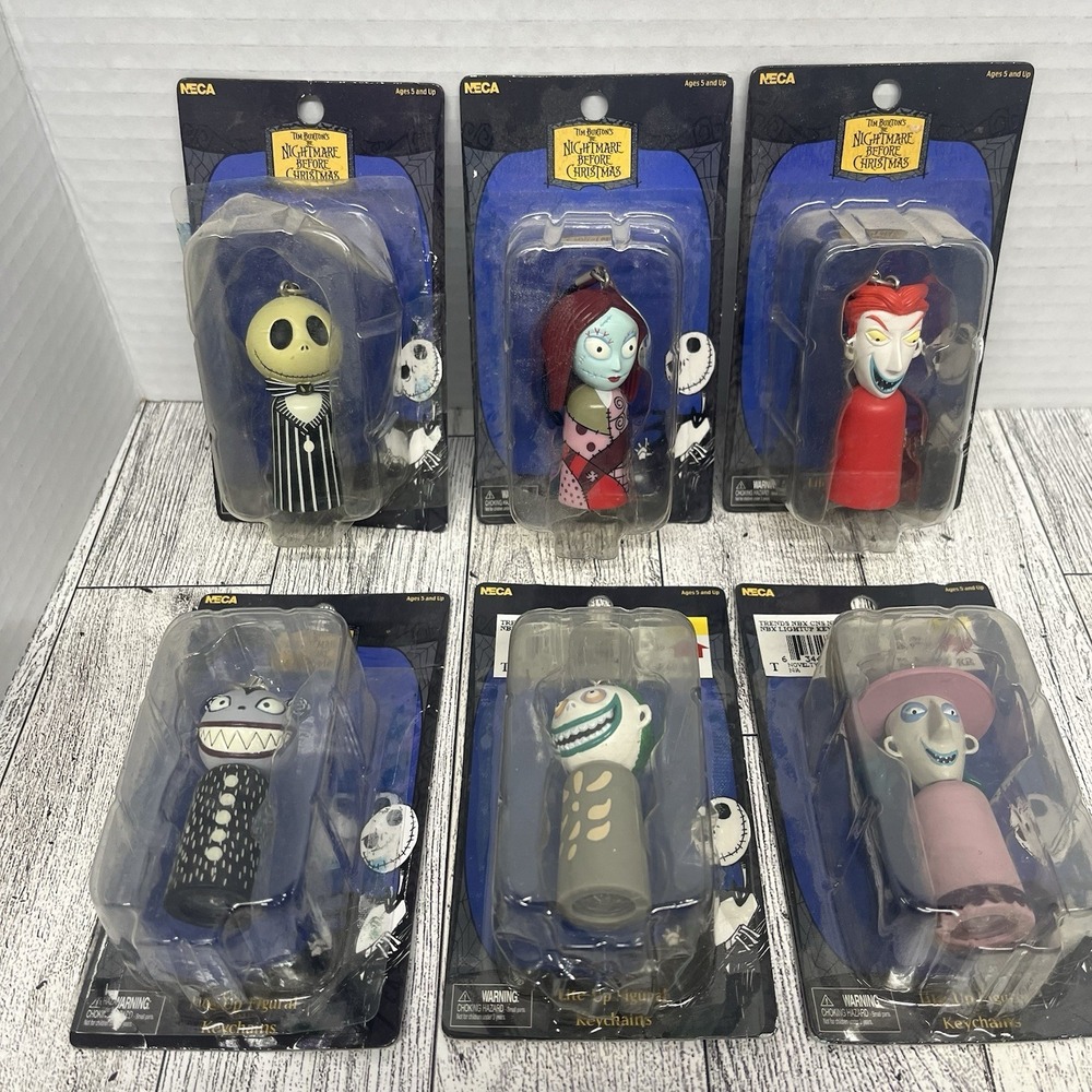 NECA Nightmare Before Christmas Complete 6 piece Light Up Keychain Set!